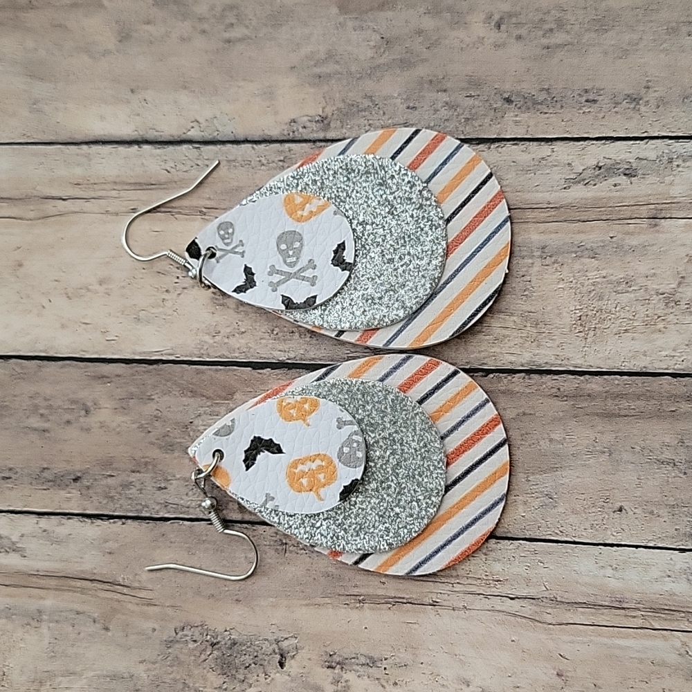 Halloween Faux Leather Teardrop Earrings